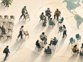 Rearranging the room: an illustration of the unfinished transformation of management education. Generated using Canva AI.
